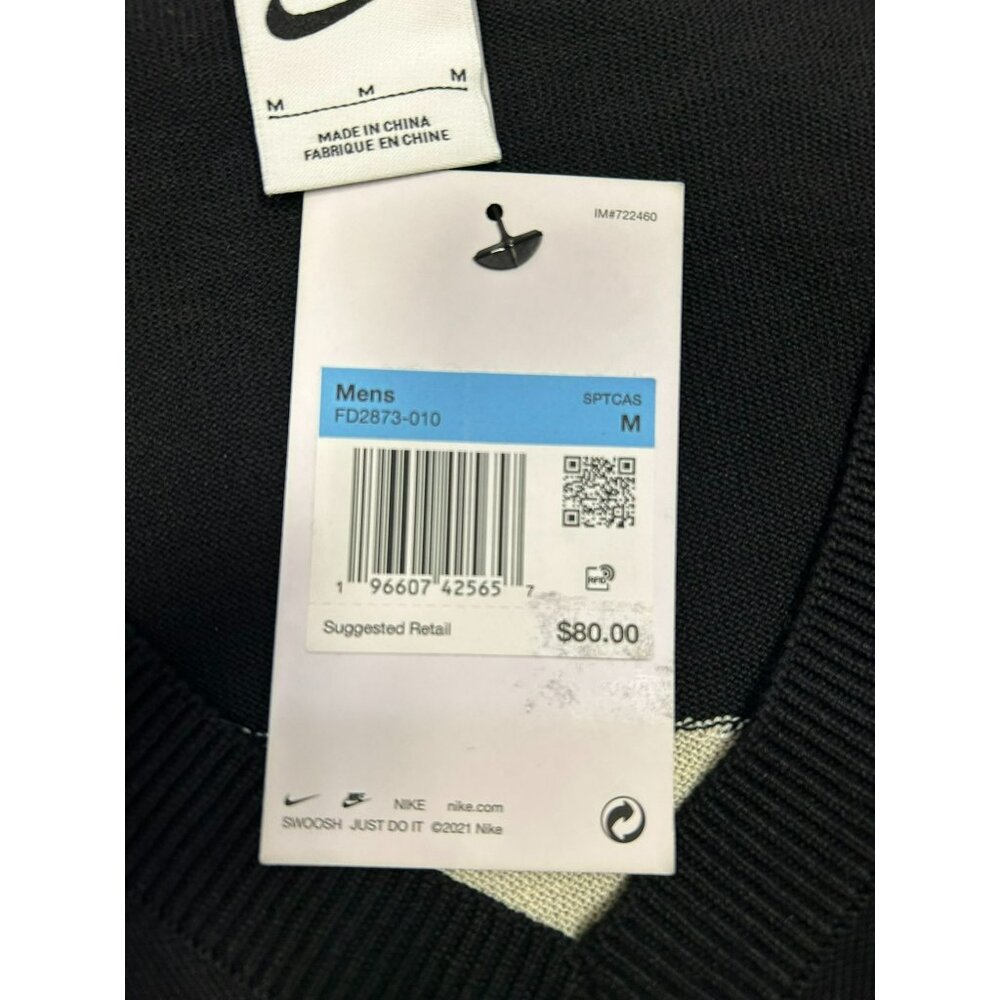 Nike Mens Black V-Neck Sweater Vest With Large White Swoosh Logo Size M Polyeste - Picture 3 of 6